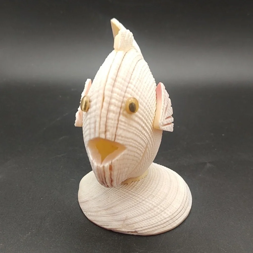 Vintage Handcrafted Seashell Fish Sculpture - 5.5